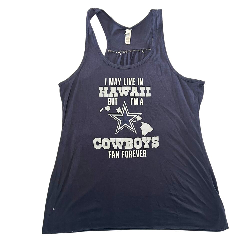 Dallas Cowboys Hawaii Women's M Fan Tank Navy Racerback Bella NFL Football